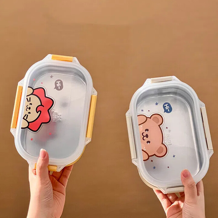 WORTHBUY Portable Large Capacity Lunch Box 304 Stainless Steel Bento Box Microwave Heatable Sealed Food Container For Students