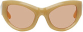 Thumbnail for your product : Dries Van Noten Beige Linda Farrow Edition Cat-Eye Sunglasses