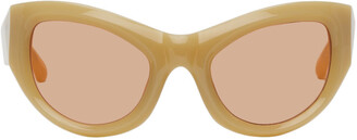 Dries Van Noten Beige Linda Farrow Edition Cat-Eye Sunglasses