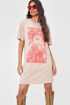 Thumbnail for your product : Nasty Gal Womens Jefferson Airplane Graphic T-Shirt Dress - Beige - 10