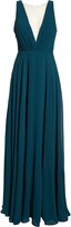 Thumbnail for your product : Jenny Yoo Ryan Illusion Neck Chiffon Gown