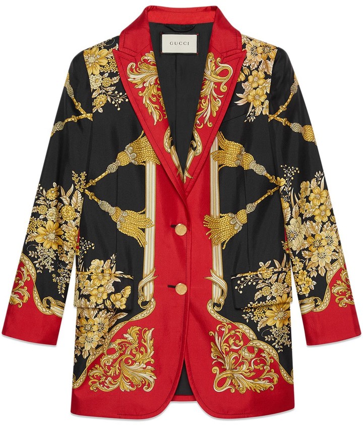 floral silk blazer  silk jacket  floral jacket