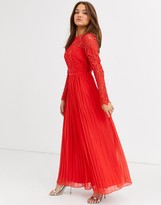 Thumbnail for your product : Chi Chi London lace maxi dress with scalloped back in red