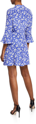 HVN Mini Ashley Bell-Sleeve Dress
