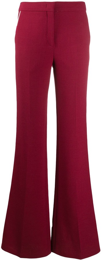 red flare trousers