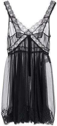 Dolce & Gabbana CHIFFON LINGERIE MINI DRESS 42 Black Silk
