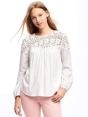 Old Navy Relaxed Lace-Yoke Blouse for Women