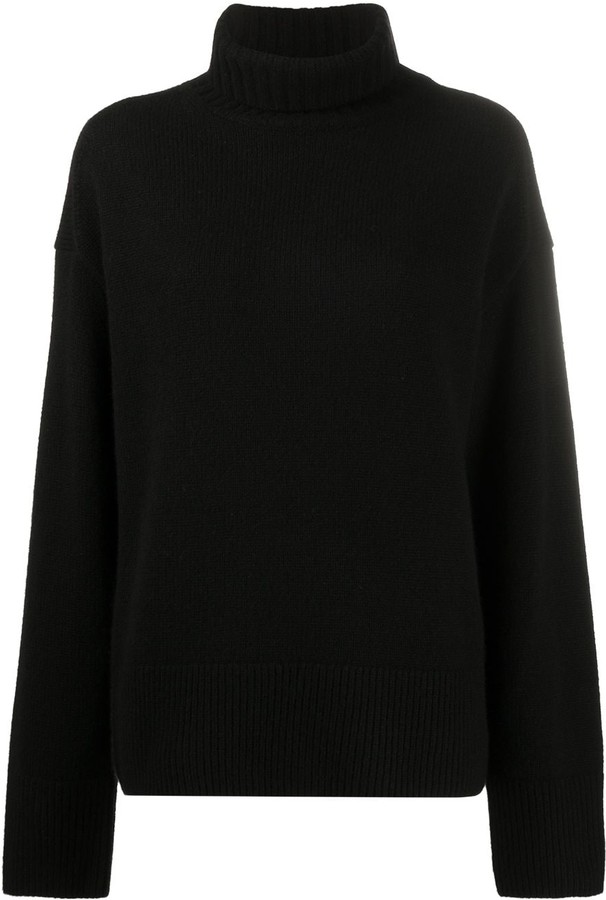 black funnel neck jumper