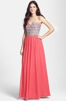 Thumbnail for your product : Sean Collection Embellished Silk Georgette Strapless Gown