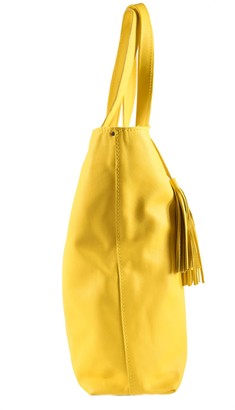 Kartu Studio Natural Leather Tote "Coffee Bean" Bright Yellow With A Tassel