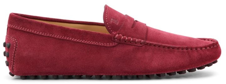red suede moccasins