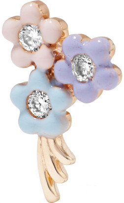 Alison Lou Daisy Bouquet Enameled 14-karat Gold Diamond Earring