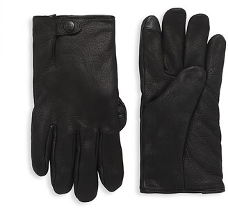 UGG Tabbed Splice Leather & Faux Fur Gloves