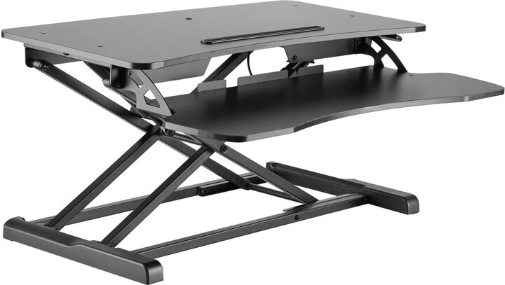 Amer Mounts EZRiser30 Height Adjustable Sit/Stand Desk Computer Riser, 30" wide with Keyboard Tray - Black Finish