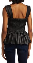 Thumbnail for your product : STAUD Ida Smocked Faux Leather Top