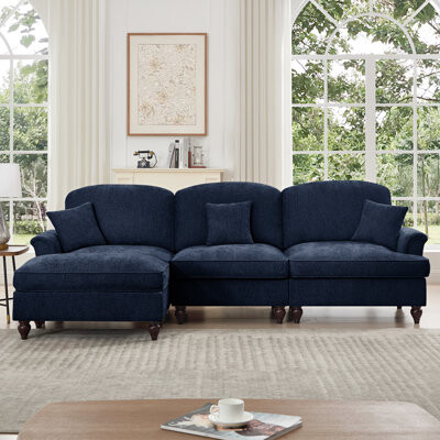 Corrigan Studio 3 Blue Chenille With Flared , Detachable Ruffles Pleats Skirts And Movable - Comfort Adaptability Mid Century Skirts, Elegant Functional