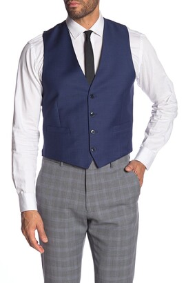 Calvin Klein Blue Twill Slim Fit Wool Suit Separate Vest - ShopStyle