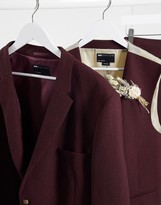 Thumbnail for your product : ASOS DESIGN Plus wedding super skinny wool mix suit jacket in burgundy