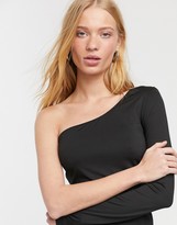 Thumbnail for your product : Weekday Bella one shoulder jersey bodycon mini dress in black