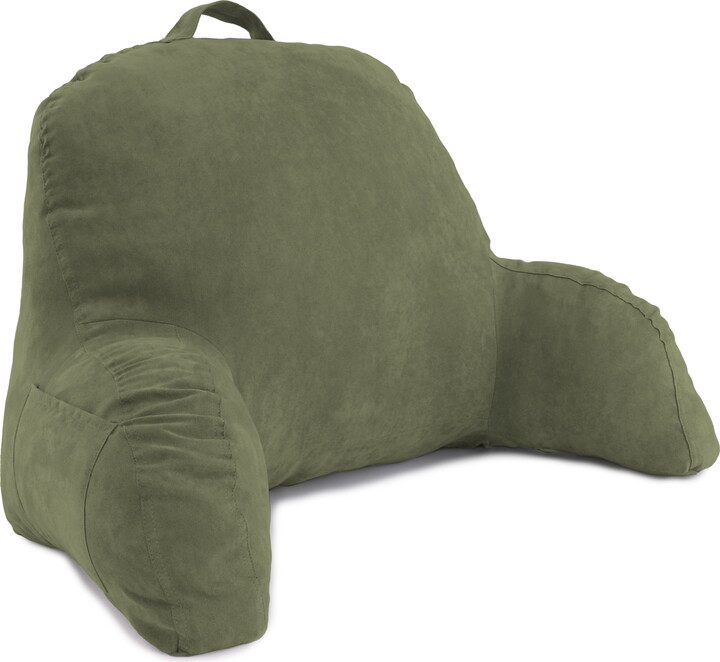 Deluxe Comfort Microsuede Bed Rest Reading and Bed Rest Lounger â" Sitting Support Pillow Soft But Firmly Stuffed Fiberfill - Backrest Pillow With Arms, Green