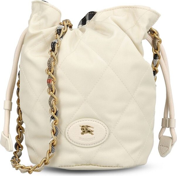 Burberry Logo Patch Quilted Bucket Bag