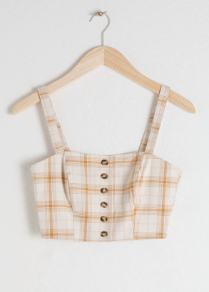 And other stories Plaid Cotton Blend Corset Top