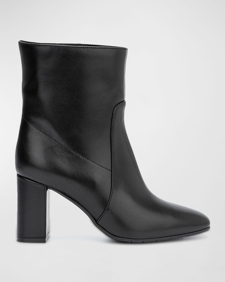 Aquatalia Luzio Leather Block-Heel Ankle Boots - ShopStyle