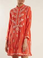 Thumbnail for your product : Juliet Dunn Floral Embroidered Silk Shirtdress - Womens - Red