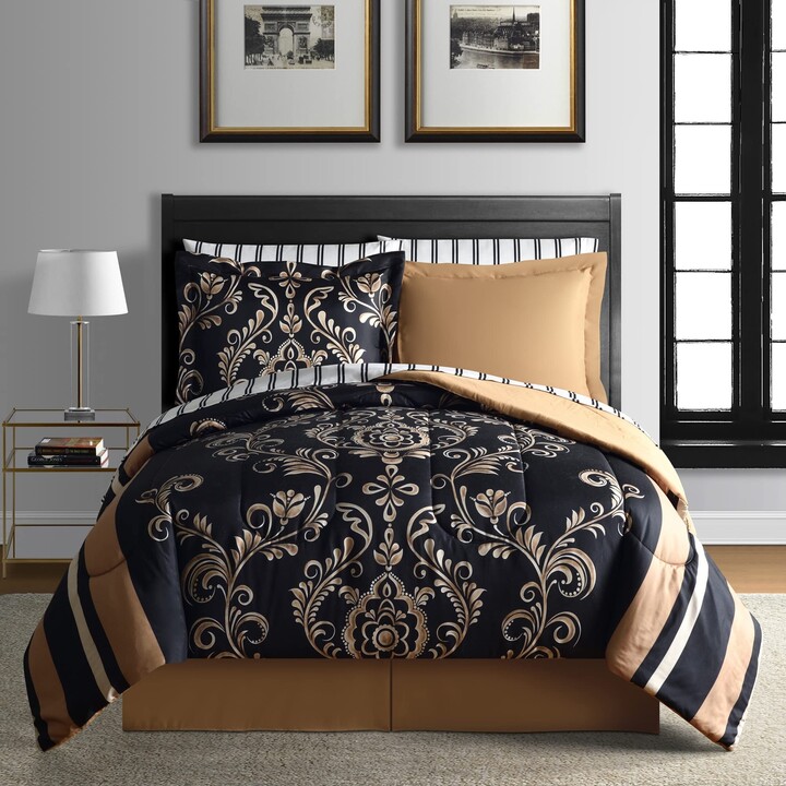 Sunham Lanwood Home Sabrina Damask 8-Piece Bed-in-A-Bag Comforter Set with Comforter