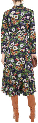 Borgo de Nor Augusta Belted Floral-print Cotton-poplin Midi Shirt Dress