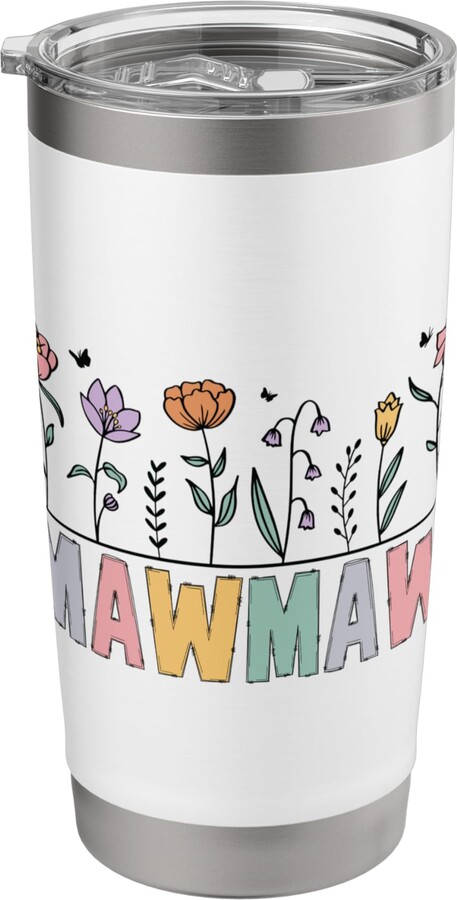 Grandmother Wildflower Floral Nickname Mawmaw Floral Wildflower Grandma Pastel Distressed Text Stainless Steel Insulated Tumbler