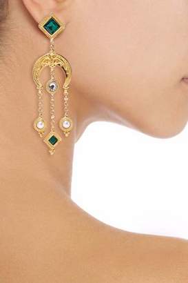 Ben-Amun Ben Amun 24-karat Gold-plated, Swarovski Crystal And Faux Pearl Clip Earrings