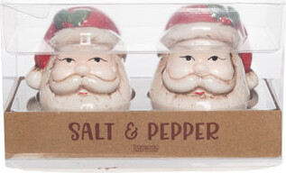 Transpac Ceramic Santa Head Salt and Pepper Shakers Set for Christmas Tabletop Decor Indoor Use Perfect for Gift Giving and Hostess Gifts Holiday Dining Essent