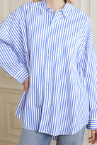 Thumbnail for your product : Denimist Oversized Striped Cotton-poplin Shirt - Blue