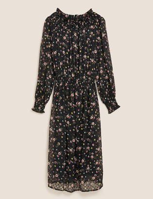 Marks and Spencer Ditsy Floral Midi Waisted Dress