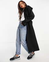 Thumbnail for your product : ASOS DESIGN smart slouchy belted coat with hood in black