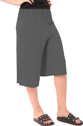New Ladies Casual Wide Leg Plain Culottes 3/4 Length Shorts Trousers Pants