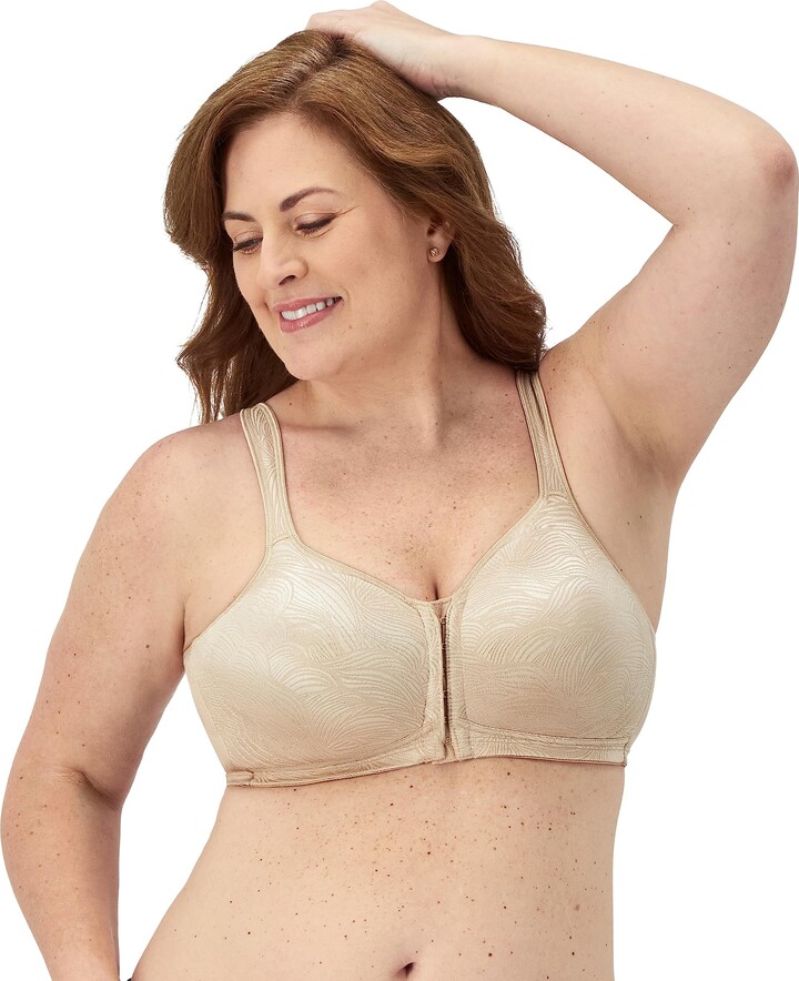 HACI Front Closure Posture Bra for Women Back Support Comfort Unlined  Wireless Bras(Beige,34DD) at  Women's Clothing store