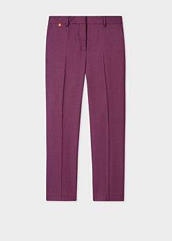 Paul Smith A Suit To Travel In - Women's Slim-Fit Burgundy Puppytooth Wool Trousers