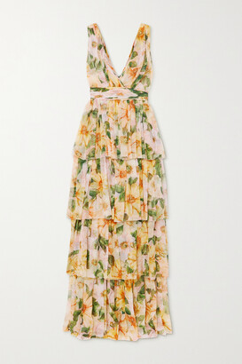 Dolce & Gabbana Tiered Floral-print Silk-chiffon Maxi Dress