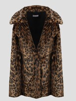 double-breasted synthetic fur cape 