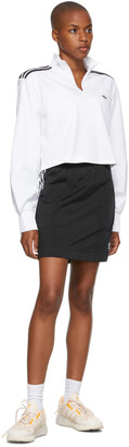 adidas White Smocked Cuff Cropped Half-Zip Sweatshirt