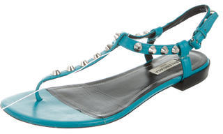 Balenciaga Stud-Embellished T-Strap Sandals