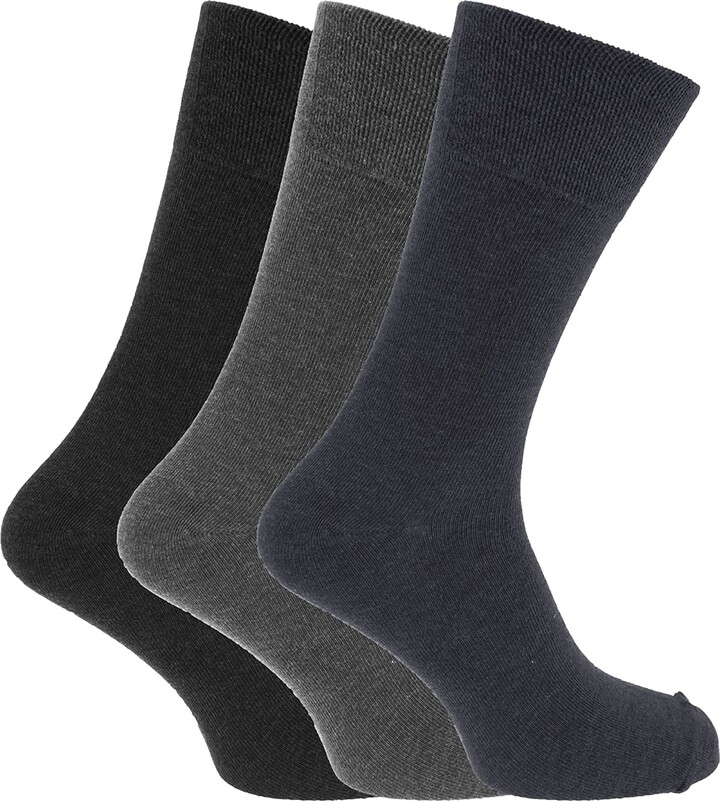 CHAAL® 3 Pairs Men's Diabetic Socks wide Honey Comb top soft cuff Non