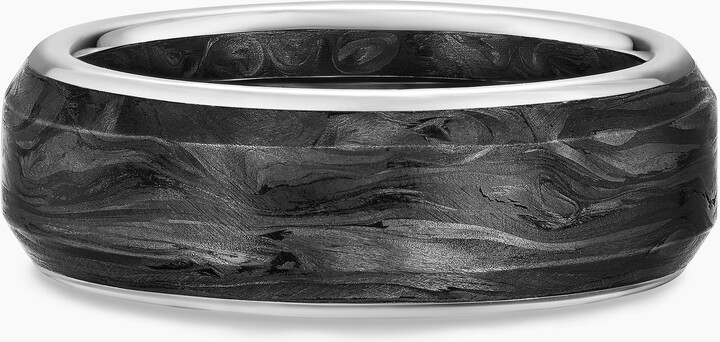 David Yurman Streamline? Band Ring in 18K White Gold with Forged Carbon | Men's | Size 8.5