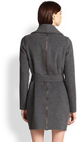 Thumbnail for your product : Vince Leather-Trimmed Asymmetrical Coat