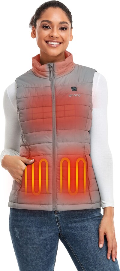 ORORO Women's Heated Vest With Battery Pack Heated Gilet for Women (Silver  Grey - ShopStyle Knitwear