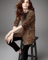 Thumbnail for your product : Sofia Cashmere Long Leopard-Print Cashmere Cardigan