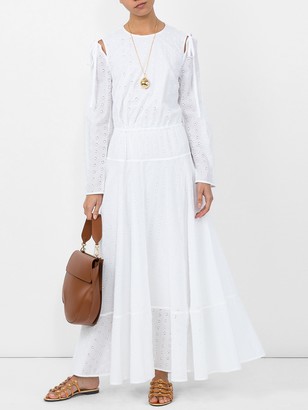 Calvin Klein Embroidered Peasant Dress White