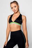 Thumbnail for your product : boohoo Fit Colour Block Plunge Sports Bra